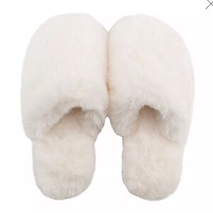 NWT Lemon Lux Faux-Fur Slide Slipper, size L/XL (9/10), white
